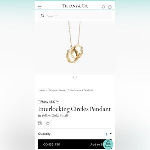 Tiffany and Co gold interlocking pendants necklace